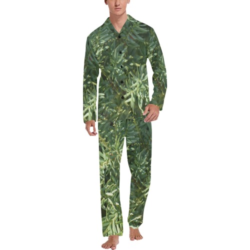 Pine Forest Men's V-Neck Long Pajama Set