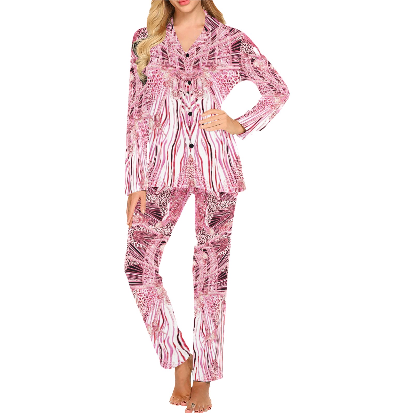 Crazy zebra pink Women's Long Pajama Set