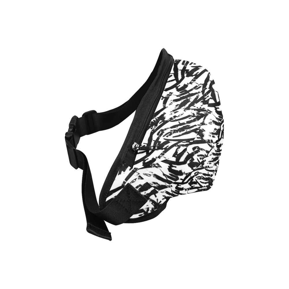 Brush Stroke Black and White Fanny Pack/Large (Model 1676)