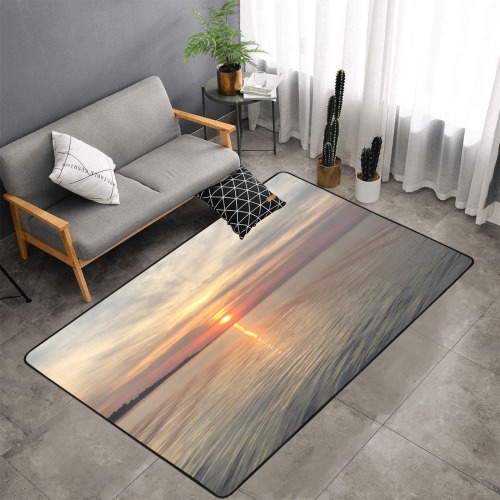 Early Sunset Collection Area Rug with Black Binding 7'x5'