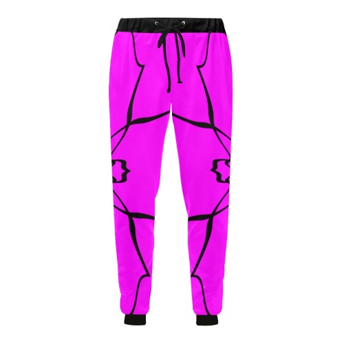 Black Interlocking Triangles2 Starred pink Unisex All Over Print Sweatpants (Model L11)
