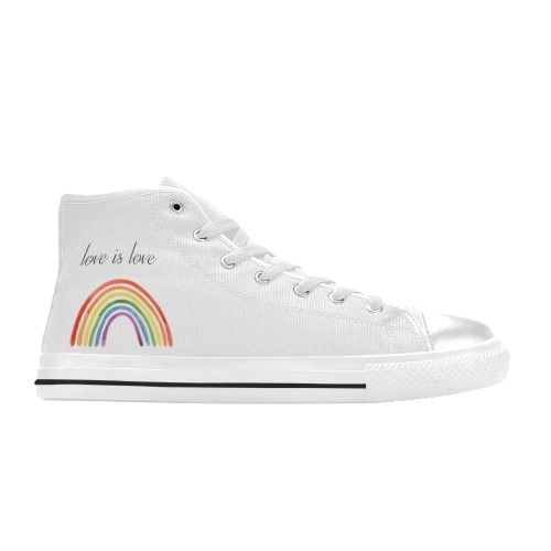 White Rainbow Love is Love Shoe - Men's Sizes Men’s Classic High Top Canvas Shoes (Model 017)