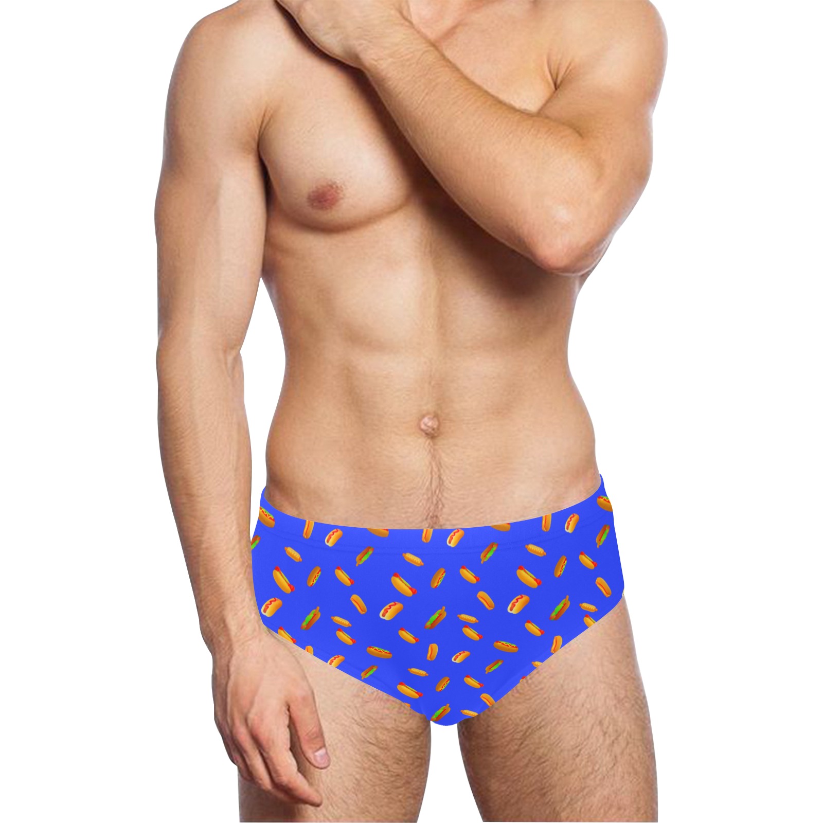 Hot Dog Pattern - Blue Men's Swimming Briefs (Model L59)