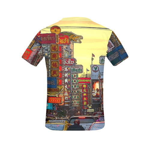 Chinatown in Bangkok Thailand - Altered Photo Women's All Over Print Crew Neck T-Shirt (Model T40-2)