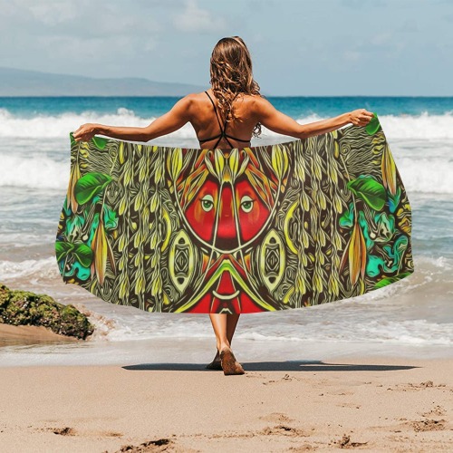 leather lady among spring flowers Beach Towel 32"x 71"