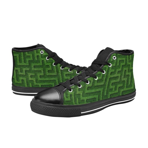 Green Maze Women's Classic High Top Canvas Shoes (Model 017)