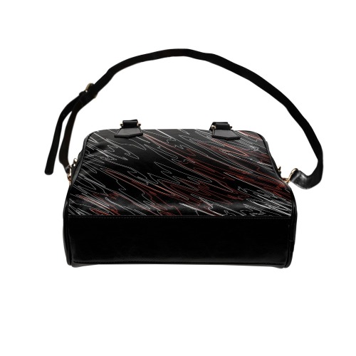 Marbled Black Red Shoulder Handbag (Model 1634)