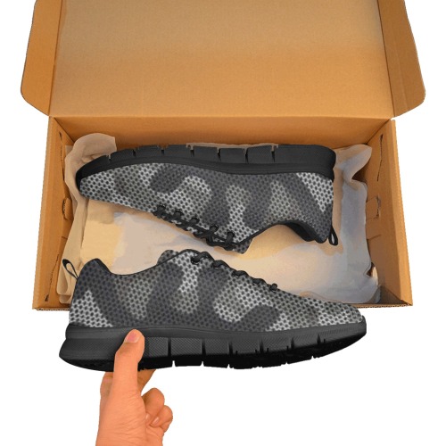 Grey Camo Men's Breathable Running Shoes (Model 055)