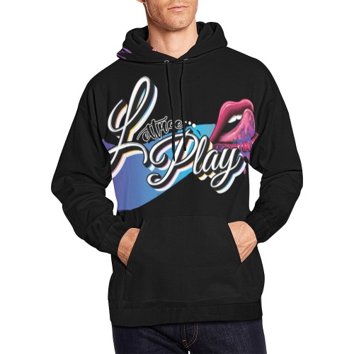 Black LettucePlay Hoodie All Over Print Hoodie for Men (USA Size) (Model H13)
