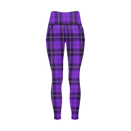 Purple Plaid - Buffalo Print Style Women's All Over Print Leggings with Pockets (Model L56)