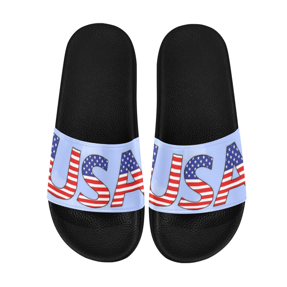 USA image black Women's Slide Sandals (Model 057)