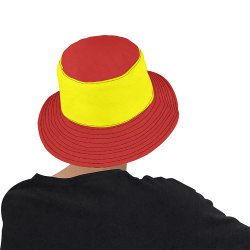 Two Tone Yellow and Red Unisex Summer Bucket Hat