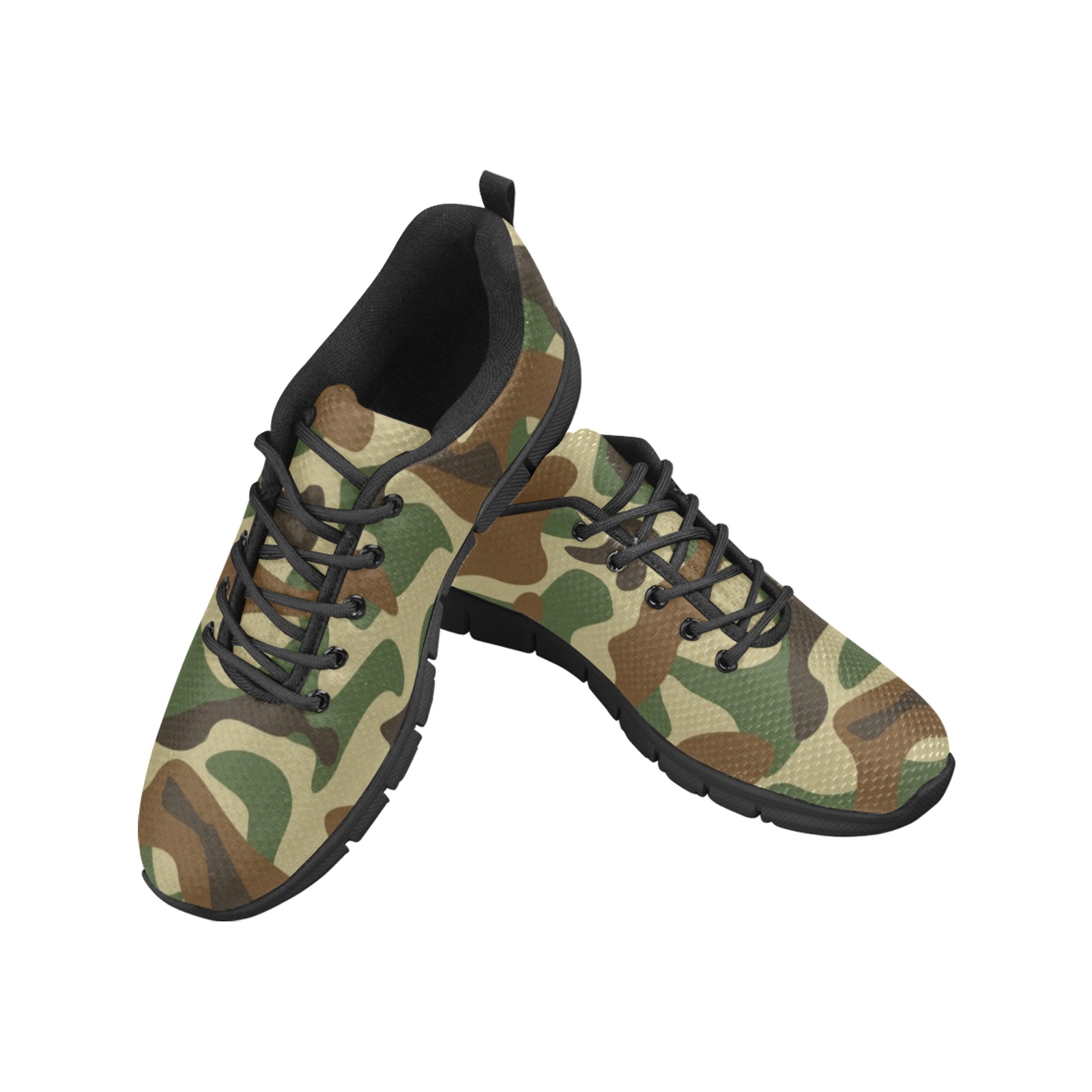 Green Camo Print Men's Breathable Running Shoes (Model 055)