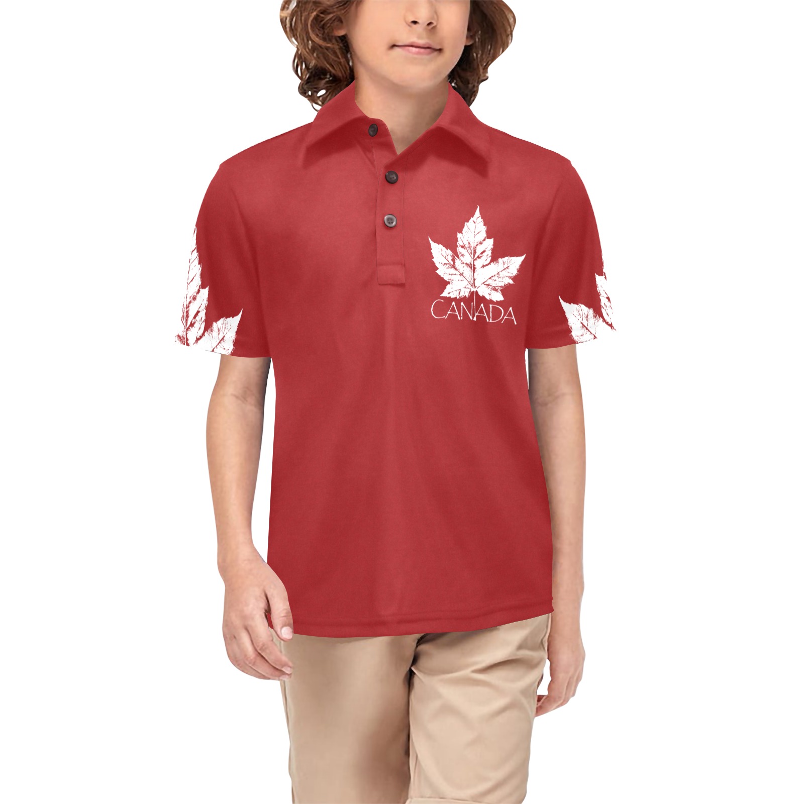 Cool Canada Boy's Team Shirts Big Boys' All Over Print Polo Shirt (Model T55)