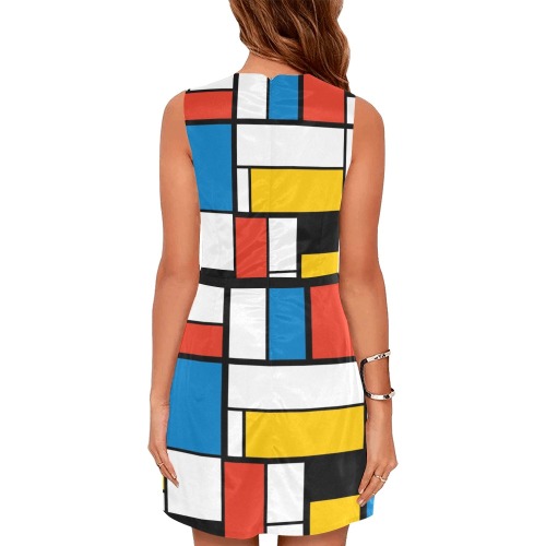 Mondrian De Stijl Modern Eos Women's Sleeveless Dress (Model D01)