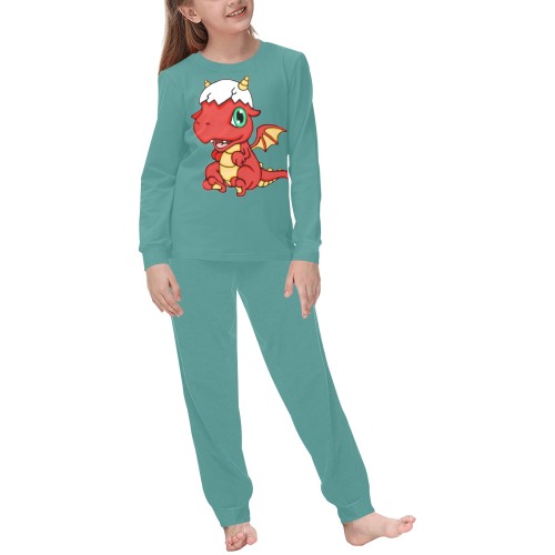 Baby Red Dragon Jade Green Kids' All Over Print Pajama Set