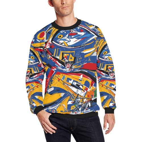 Nice modernist abstract art of american football. Men's Oversized Fleece Crew Sweatshirt (Model H18)