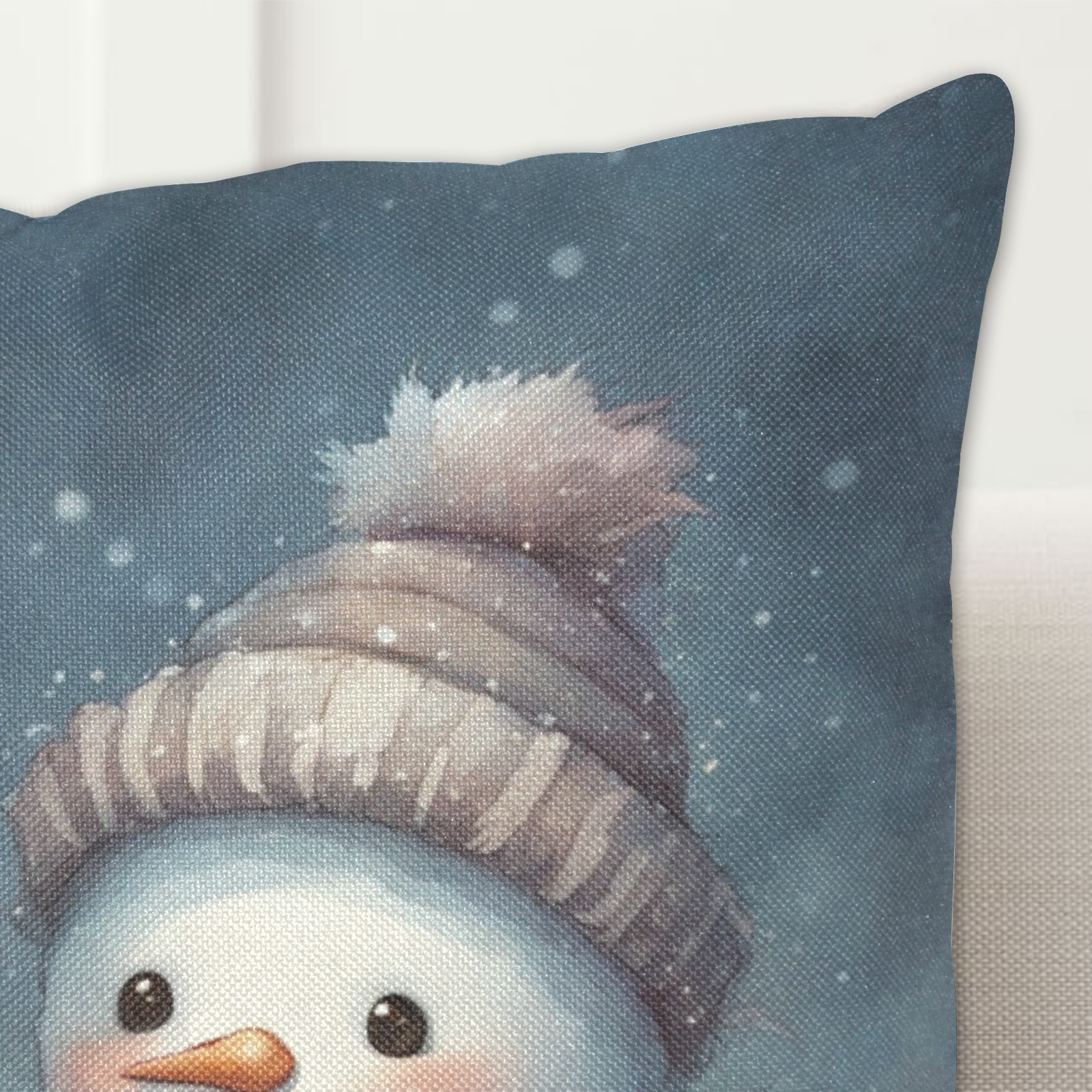 Snowman Couple Linen Zippered Pillowcase 18"x18"(Two Sides&Pack of 2)