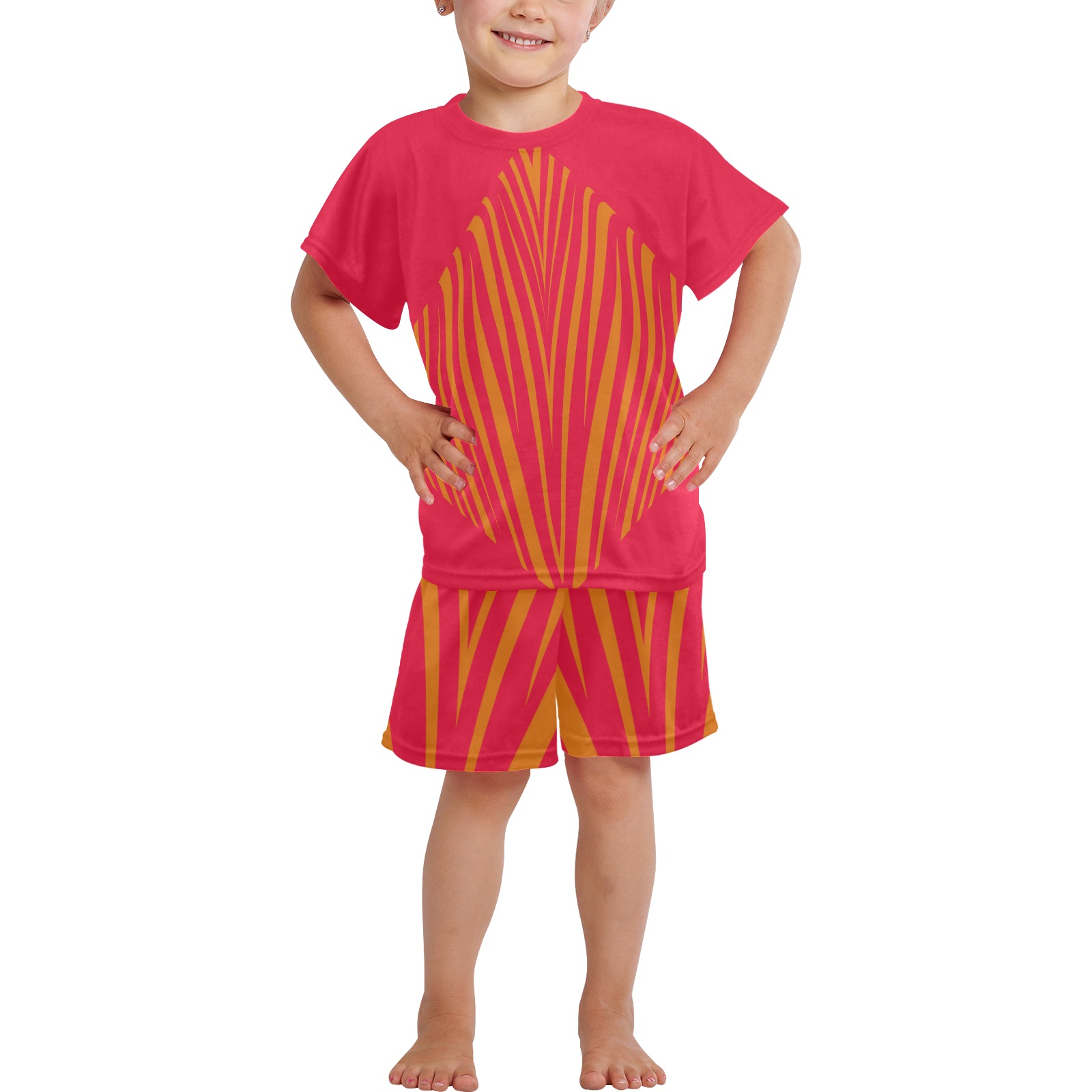 Zebra pink & orange Little Girls' Short Pajama Set