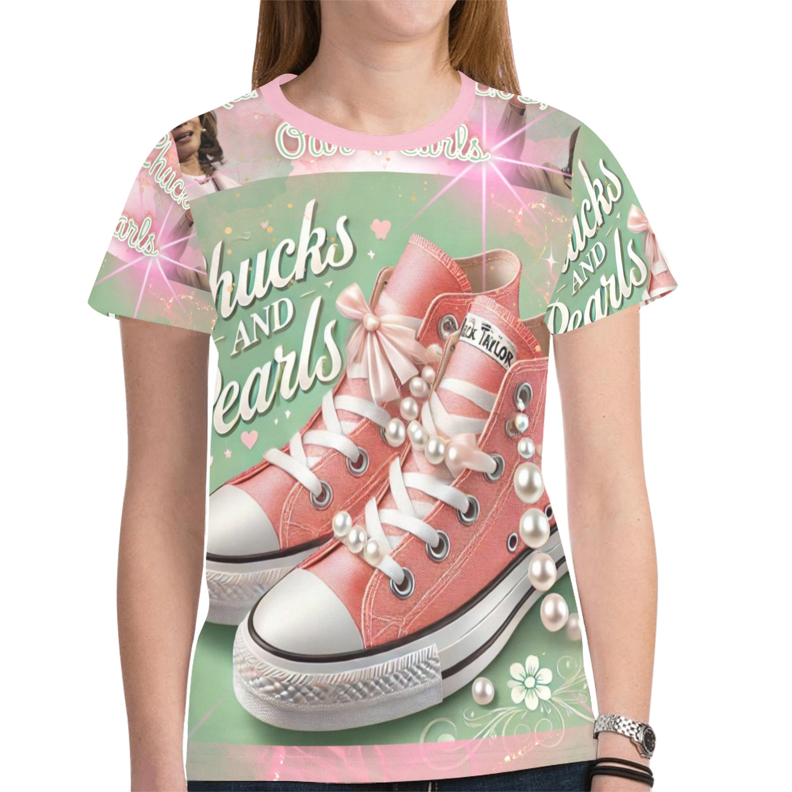 kamala pink New All Over Print T-shirt for Women (Model T45)