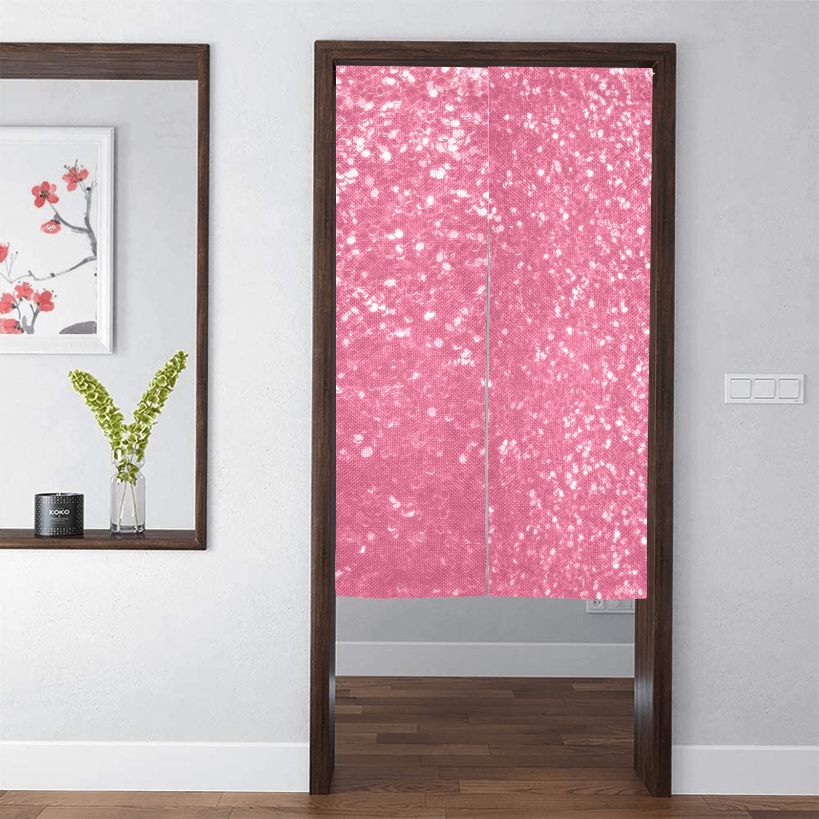 Magenta light pink red faux sparkles glitter Door Curtain Tapestry