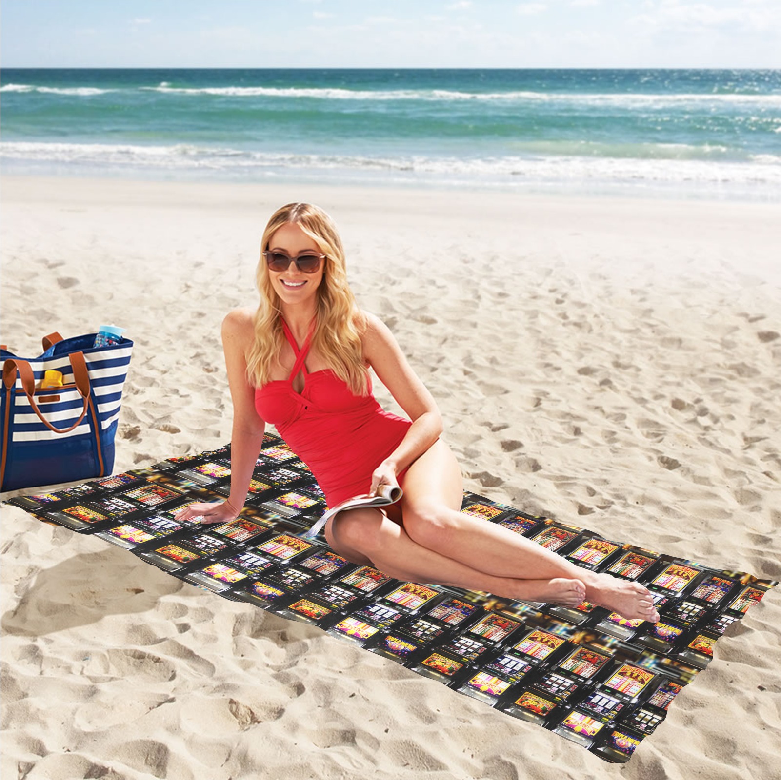 Lucky Slot Dream Machines Beach Towel 32"x 71"