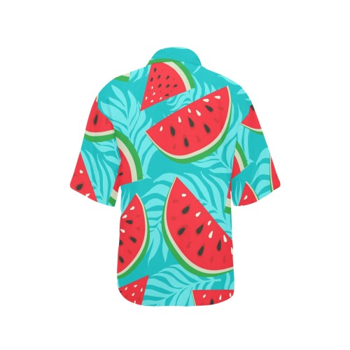 Wonderful Watermelon All Over Print Hawaiian Shirt for Women (Model T58)