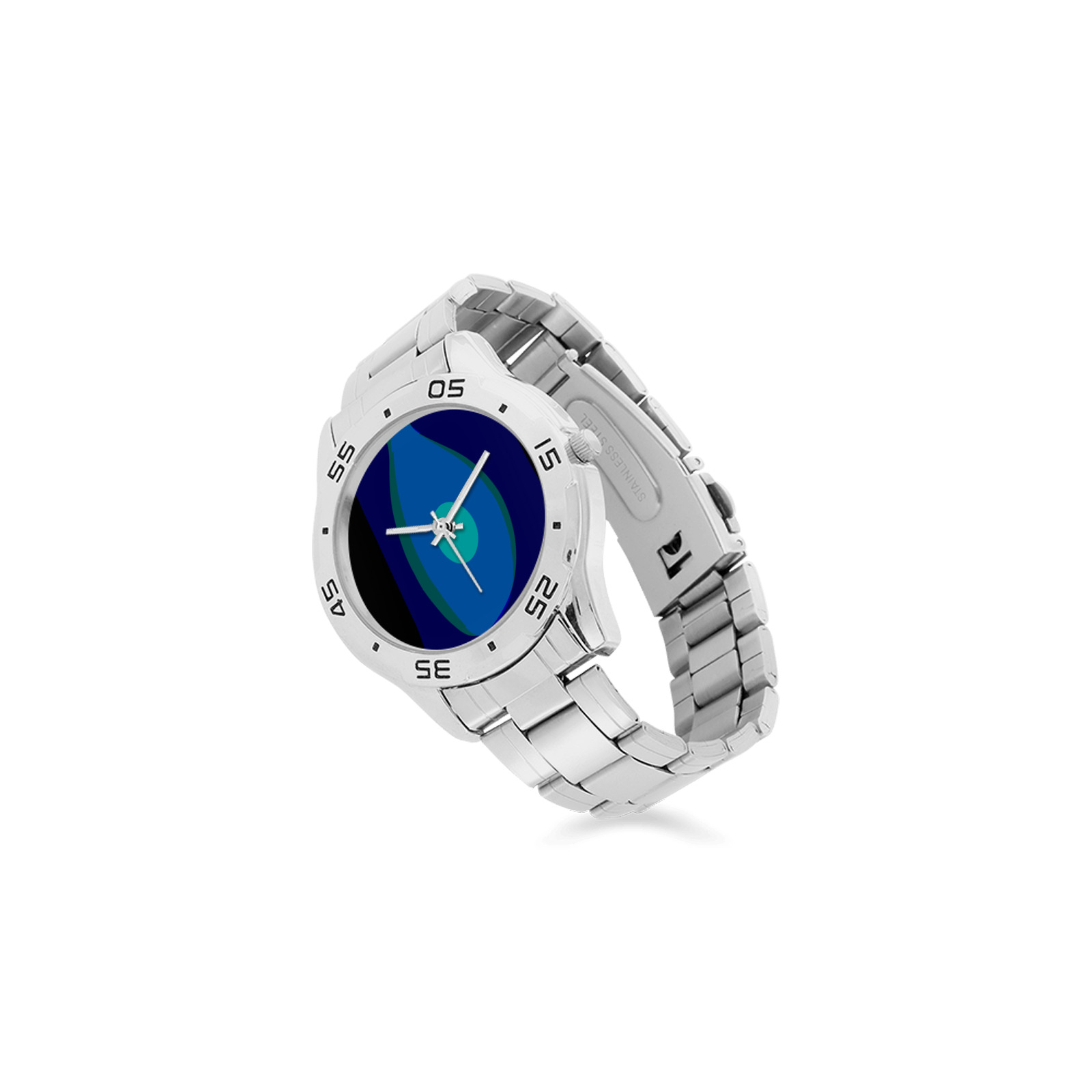 Dimensional Blue Abstract 915 Men's Stainless Steel Analog Watch(Model 108)