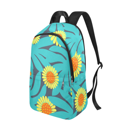Yellow and Teal Paradise Jungle Flowers and Leaves Fabric Backpack for Adult (Model 1659)