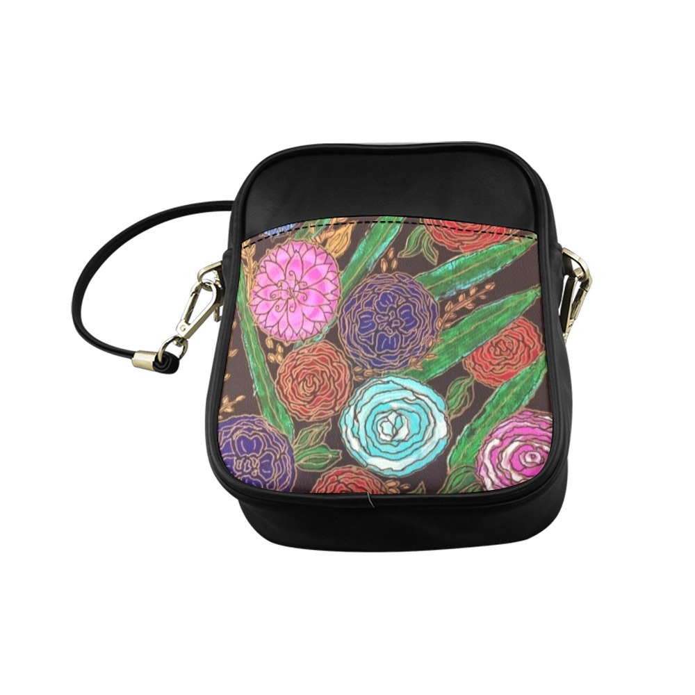 Floral and Bamboo leaves Sling Bag (Model 1627)