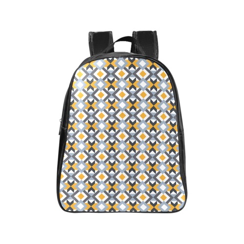 Retro Angles Abstract Geometric Pattern School Backpack/Large (Model 1601)