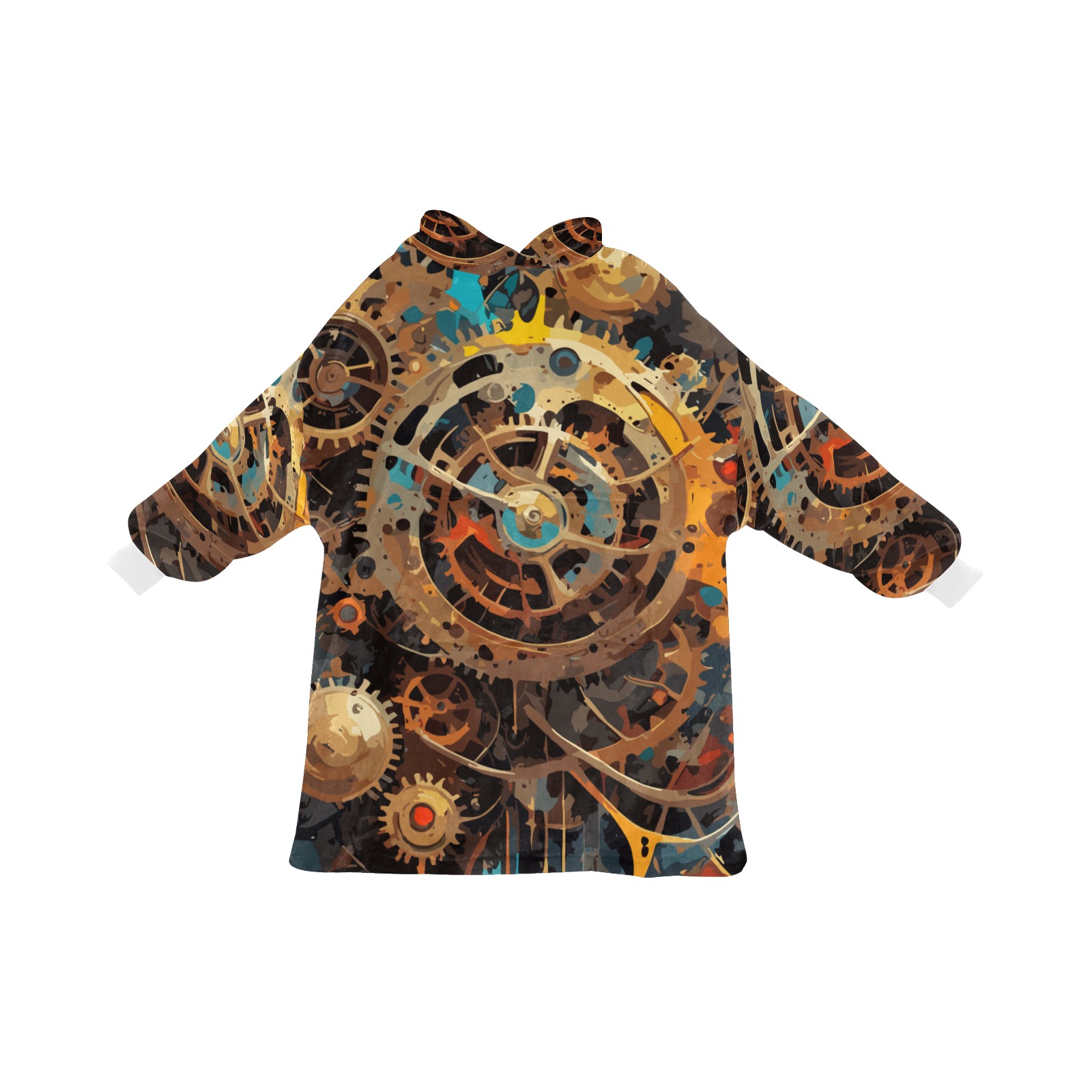 Retro Mechanical Gear Trendy Colorful Abstract Art Blanket Hoodie for Men