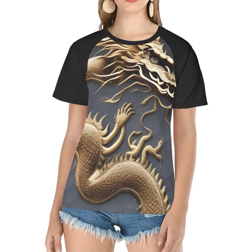 Wood Dragon Women's Raglan T-Shirt/Front Printing (Model T62)