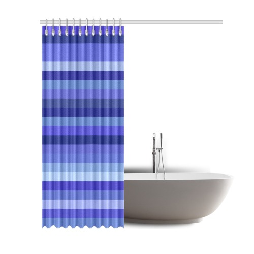 Blueberry Blue Stripes Shower Curtain 69"x84"