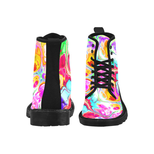 Funky Marble Acrylic Cellular Flowing Liquid Art Martin Boots for Men (Black) (Model 1203H)