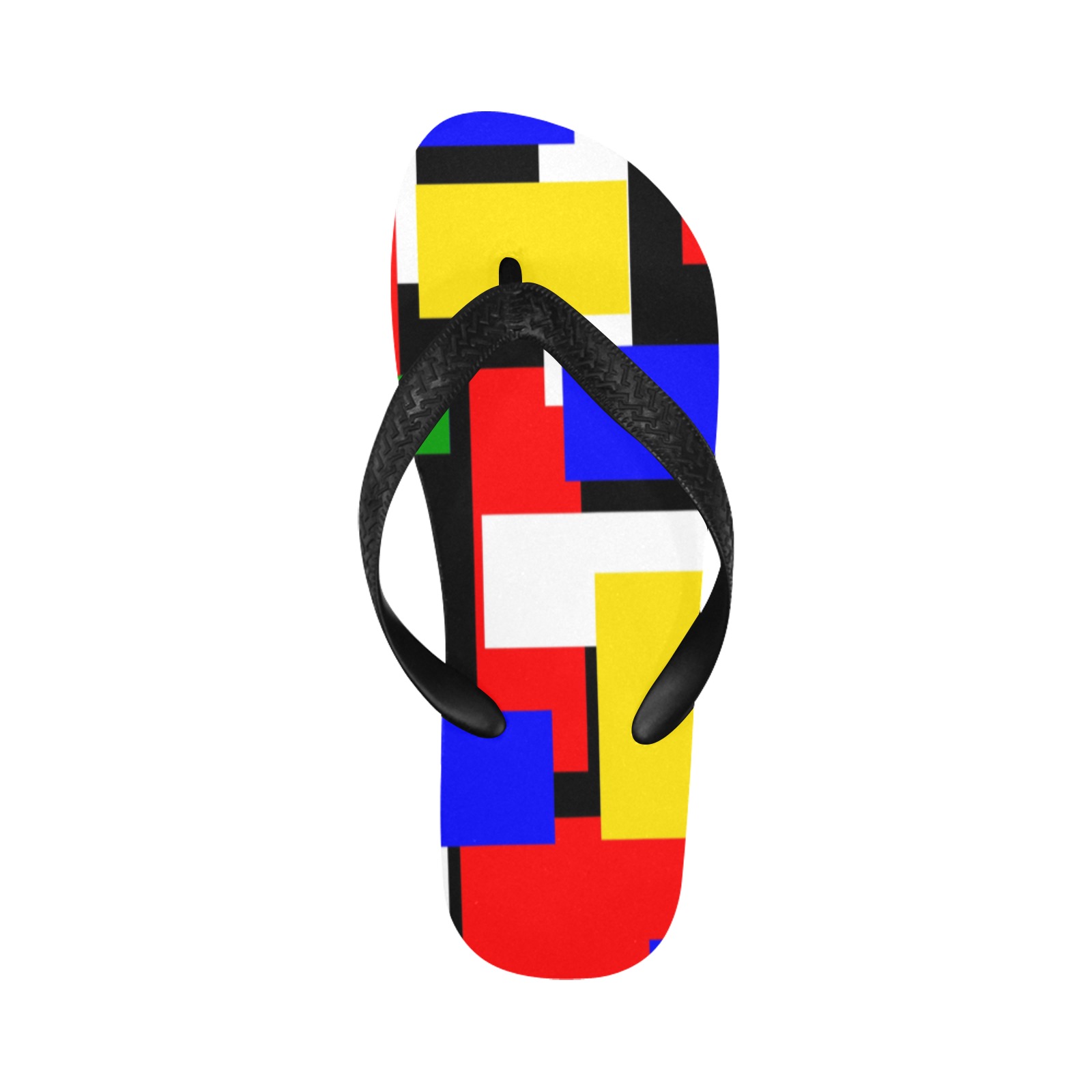 Yellow, Red, Blue and Green Geometric Blocks Flip Flops for Men/Women (Model 040)