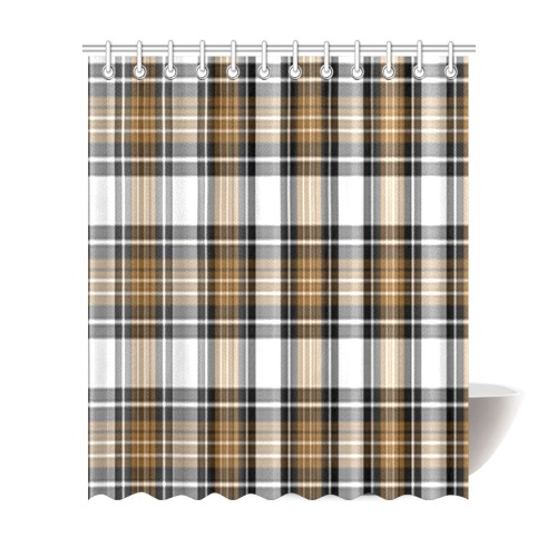 Brown Black Plaid Shower Curtain 72"x84"