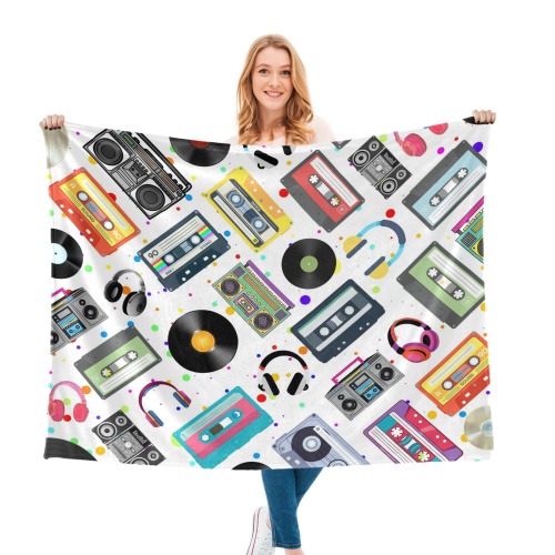 Retro Music Artistic Fleece Blanket 60" x 50". Ultra-Soft Micro Fleece Blanket 60"x50"