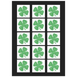 Glitter 4 Leaf Clover Personalized Temporary Tattoo (15 Pieces)