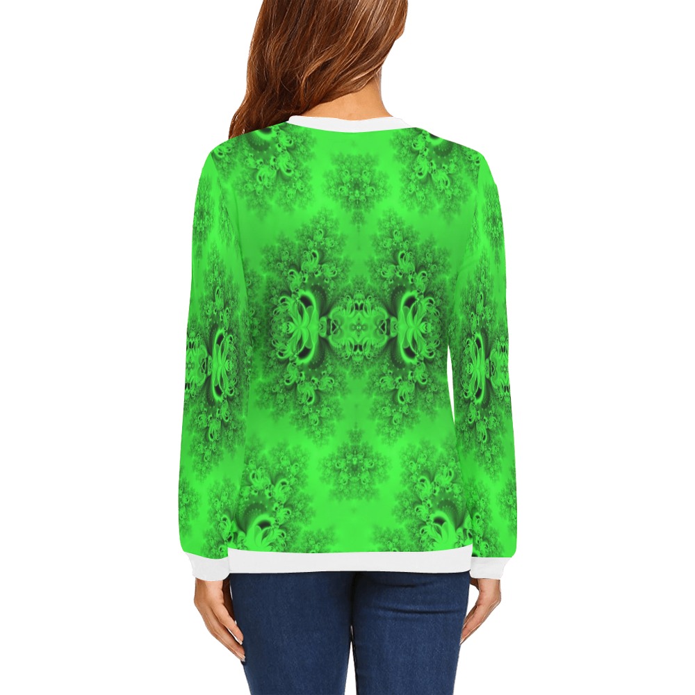 New Spring Forest Growth Frost Fractal All Over Print Crewneck Sweatshirt for Women (Model H18)
