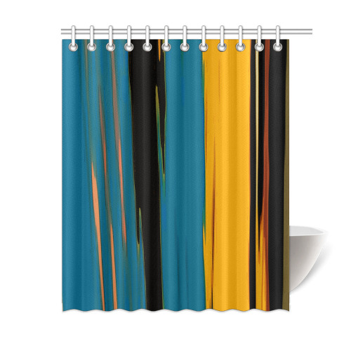 Black Turquoise And Orange Go! Abstract Art Shower Curtain 60"x72"