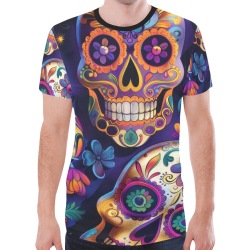 Cinco de sugar skull Mix Media Pack 19 New All Over Print T-shirt for Men (Model T45)