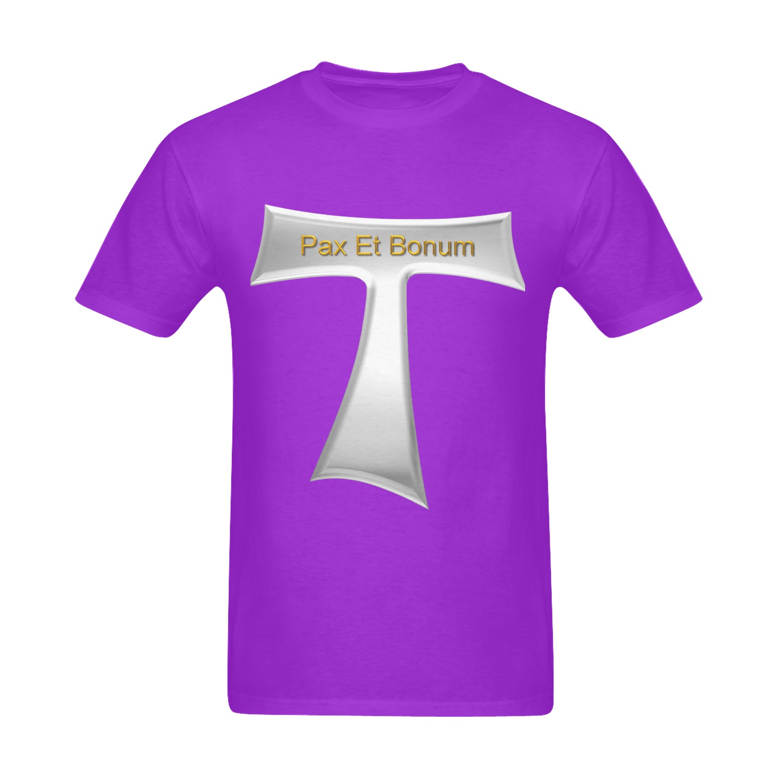 Franciscan Tau Cross Pax Et Bonum Silver Metallic Men's Slim Fit T-shirt (Model T13)