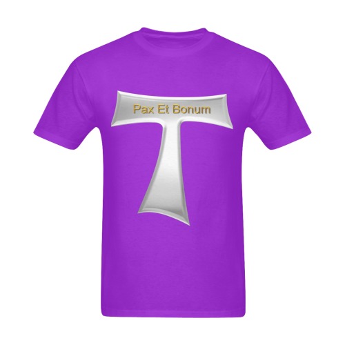 Franciscan Tau Cross Pax Et Bonum Silver Metallic Men's Slim Fit T-shirt (Model T13)