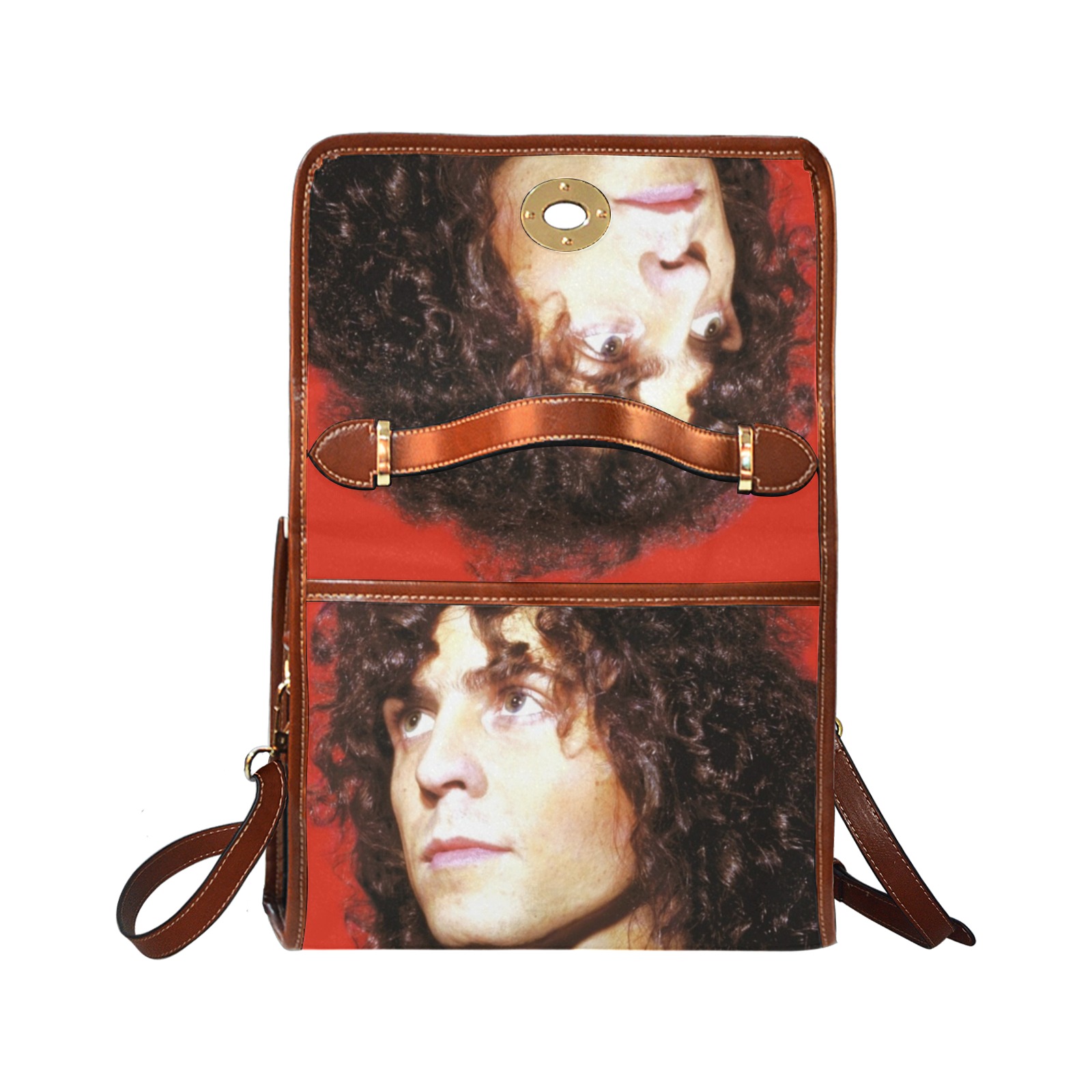RED MARC BOLAN & T.REX Waterproof Canvas Bag-Brown (All Over Print) (Model 1641)