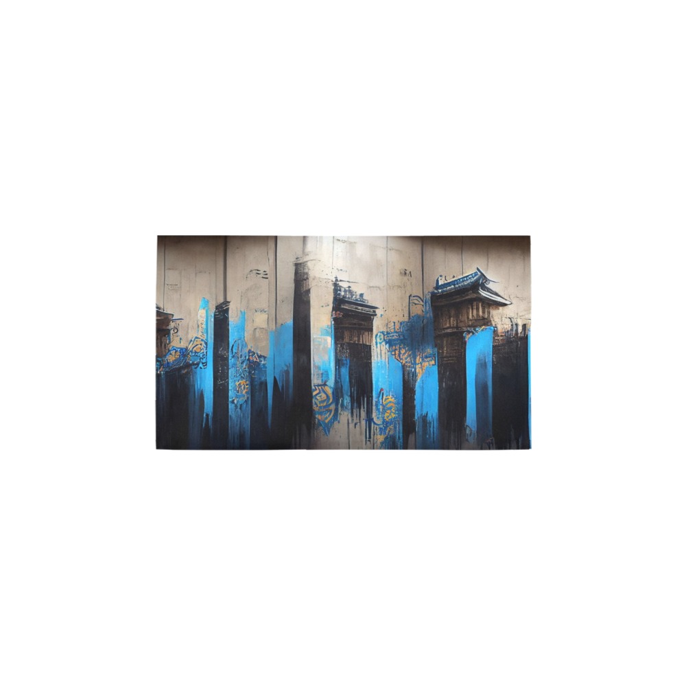 graffiti building's black and blue Bath Rug 16''x 28''