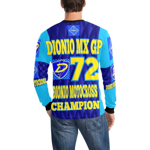 DIONIO - Motor cross Jersey #72 Light Blue,Blue & Yellow  (Blue & Yellow Shield ,Blue Crest Men's All Over Print Long Sleeve T-shirt (Model T51)