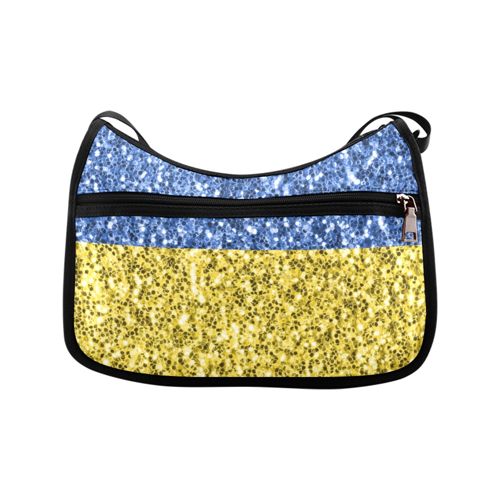 Blue yellow Ukraine flag glitter faux sparkles Crossbody Bags (Model 1616)