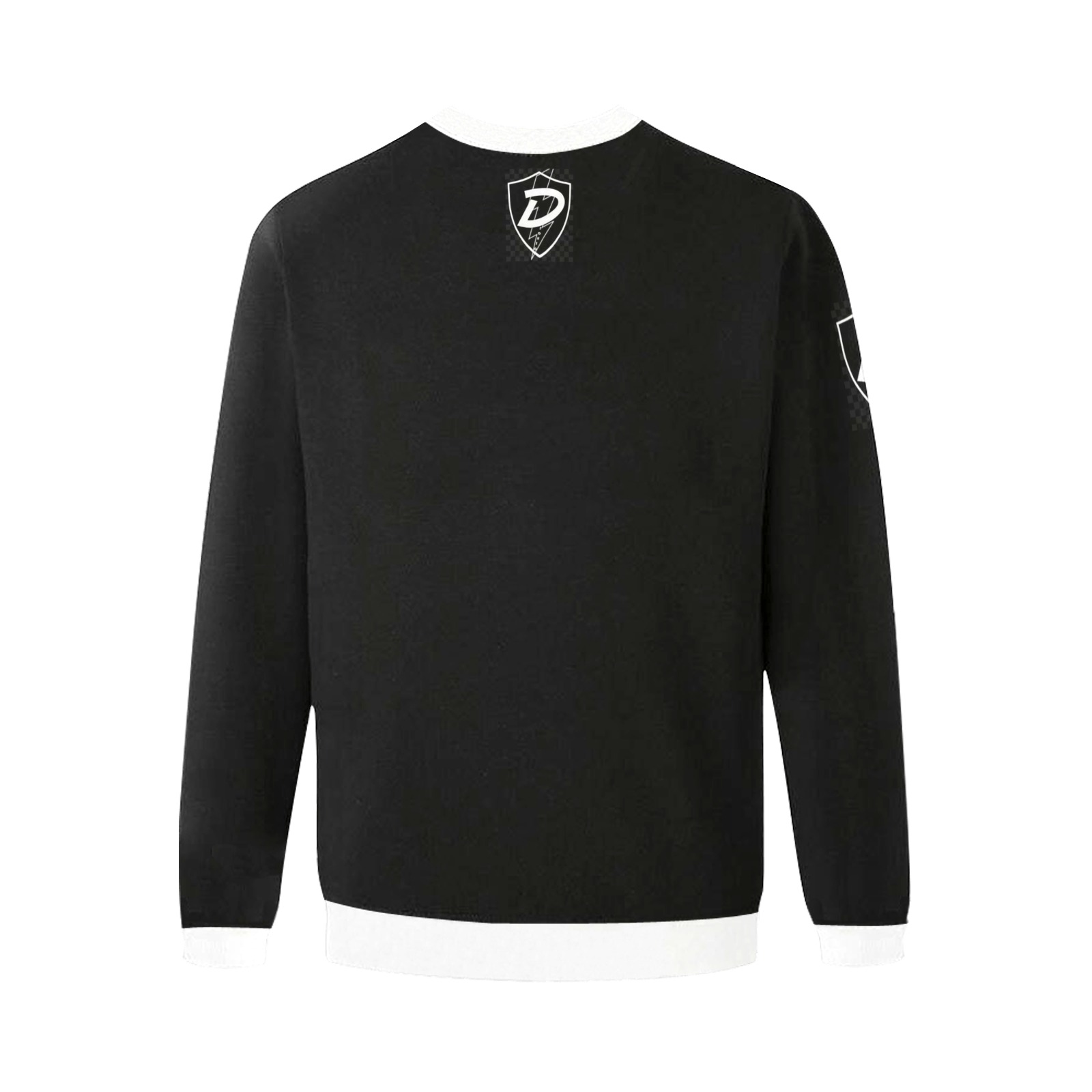 Dionio Clothing - Sweatshirt (Black & White Shield Logo) Men's Oversized Fleece Crew Sweatshirt (Model H18)