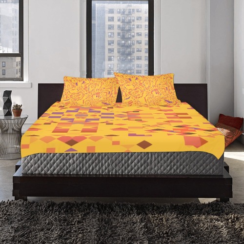 Yellow Orange Abstract 3-Piece Bedding Set